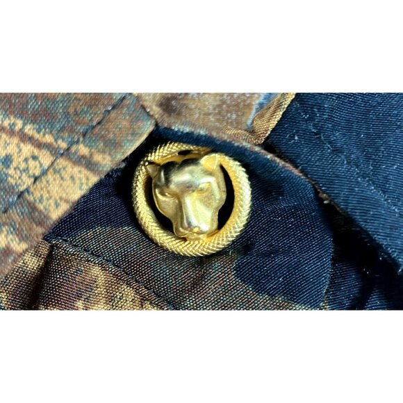 M Vintage Mondi Escada Leopards Tunic Top Blouse w Cat Button Margareta Ley - Picture 3 of 5